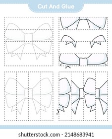 Cut and glue, cut parts of Ribbon and glue them. Educational children game, printable worksheet, vector illustration