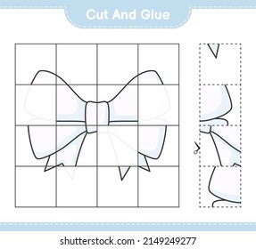 Cut and glue, cut parts of Ribbon and glue them. Educational children game, printable worksheet, vector illustration