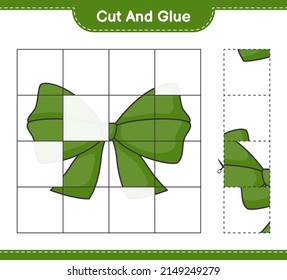 Cut and glue, cut parts of Ribbon and glue them. Educational children game, printable worksheet, vector illustration