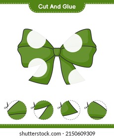 Cut and glue, cut parts of Ribbon and glue them. Educational children game, printable worksheet, vector illustration