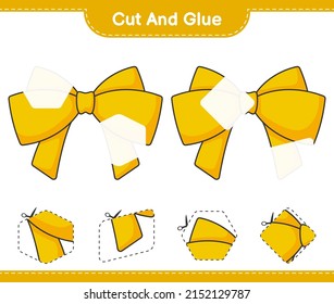 Cut and glue, cut parts of Ribbon and glue them. Educational children game, printable worksheet, vector illustration