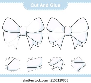 Cut and glue, cut parts of Ribbon and glue them. Educational children game, printable worksheet, vector illustration