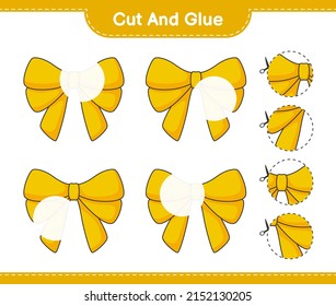 Cut and glue, cut parts of Ribbon and glue them. Educational children game, printable worksheet, vector illustration