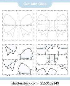 Cut and glue, cut parts of Ribbon and glue them. Educational children game, printable worksheet, vector illustration