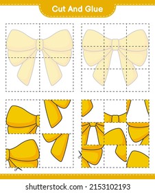 Cut and glue, cut parts of Ribbon and glue them. Educational children game, printable worksheet, vector illustration