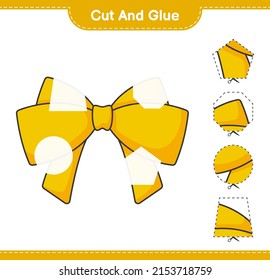 Cut and glue, cut parts of Ribbon and glue them. Educational children game, printable worksheet, vector illustration