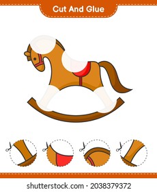 Cut and glue, cut parts of Rocking Horse and glue them. Educational children game, printable worksheet, vector illustration