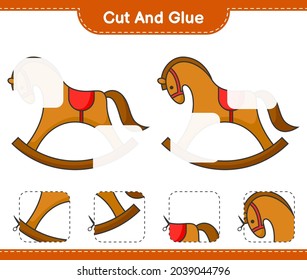 Cut and glue, cut parts of Rocking Horse and glue them. Educational children game, printable worksheet, vector illustration