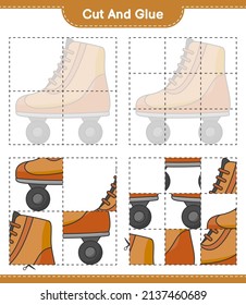 Cut and glue, cut parts of Roller Skate and glue them. Educational children game, printable worksheet, vector illustration