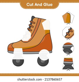 Cut and glue, cut parts of Roller Skate and glue them. Educational children game, printable worksheet, vector illustration