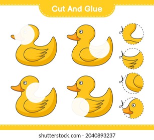 Cut and glue, cut parts of Rubber Duck and glue them. Educational children game, printable worksheet, vector illustration