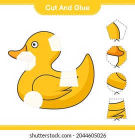 Cut and glue, cut parts of Rubber Duck and glue them. Educational children game, printable worksheet, vector illustration