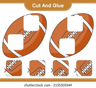Cut and glue, cut parts of Rugby Ball and glue them. Educational children game, printable worksheet, vector illustration