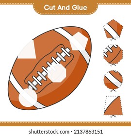 Cut and glue, cut parts of Rugby Ball and glue them. Educational children game, printable worksheet, vector illustration