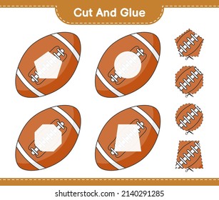 Cut and glue, cut parts of Rugby Ball and glue them. Educational children game, printable worksheet, vector illustration