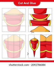 Cut and glue, cut parts of Sand Bucket and glue them. Educational children game, printable worksheet, vector illustration