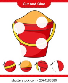 Cut and glue, cut parts of Sand Bucket and glue them. Educational children game, printable worksheet, vector illustration