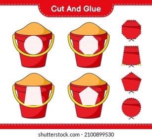Cut and glue, cut parts of Sand Bucket and glue them. Educational children game, printable worksheet, vector illustration