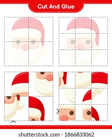 Cut and glue, cut parts of Santa Claus and glue them. Educational children game, printable worksheet, vector illustration