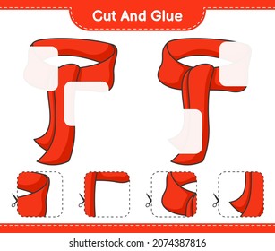 Cut and glue, cut parts of Scarf and glue them. Educational children game, printable worksheet, vector illustration