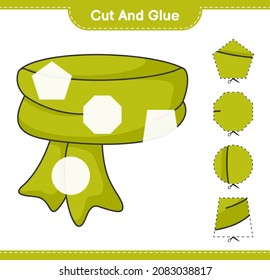 Cut and glue, cut parts of Scarf and glue them. Educational children game, printable worksheet, vector illustration