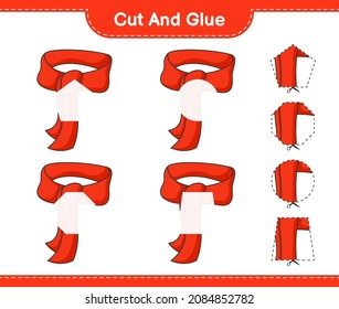 Cut and glue, cut parts of Scarf and glue them. Educational children game, printable worksheet, vector illustration