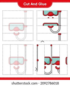 Cut and glue, cut parts of Scuba Diving Mask and glue them. Educational children game, printable worksheet, vector illustration