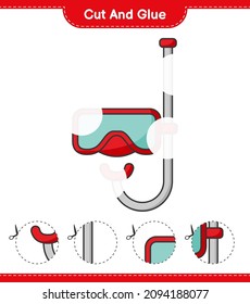 Cut and glue, cut parts of Scuba Diving Mask and glue them. Educational children game, printable worksheet, vector illustration