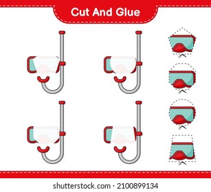 Cut and glue, cut parts of Scuba Diving Mask and glue them. Educational children game, printable worksheet, vector illustration