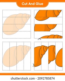 Cut and glue, cut parts of Sea Shells and glue them. Educational children game, printable worksheet, vector illustration