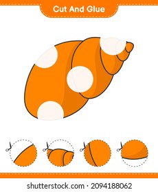 Cut and glue, cut parts of Sea Shells and glue them. Educational children game, printable worksheet, vector illustration