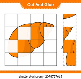 Cut and glue, cut parts of Sea Shells and glue them. Educational children game, printable worksheet, vector illustration