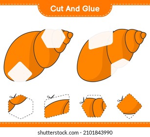Cut and glue, cut parts of Sea Shells and glue them. Educational children game, printable worksheet, vector illustration