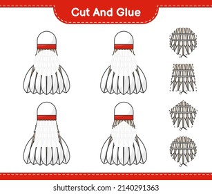 Cut and glue, cut parts of Shuttlecock and glue them. Educational children game, printable worksheet, vector illustration
