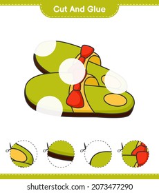 Cut and glue, cut parts of Slippers and glue them. Educational children game, printable worksheet, vector illustration