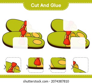 Cut and glue, cut parts of Slippers and glue them. Educational children game, printable worksheet, vector illustration