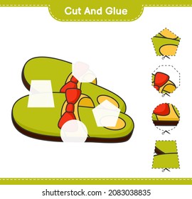 Cut and glue, cut parts of Slippers and glue them. Educational children game, printable worksheet, vector illustration