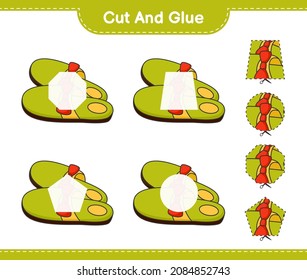 Cut and glue, cut parts of Slippers and glue them. Educational children game, printable worksheet, vector illustration