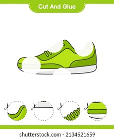Cut and glue, cut parts of Sneaker and glue them. Educational children game, printable worksheet, vector illustration