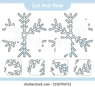 Cut and glue, cut parts of Snowflake and glue them. Educational children game, printable worksheet, vector illustration
