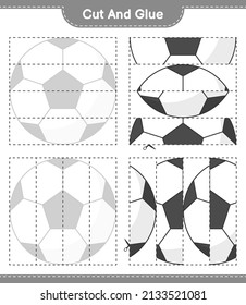 Cut and glue, cut parts of Soccer Ball and glue them. Educational children game, printable worksheet, vector illustration
