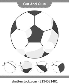 Cut and glue, cut parts of Soccer Ball and glue them. Educational children game, printable worksheet, vector illustration