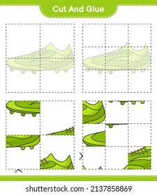 Cut and glue, cut parts of Soccer Shoes and glue them. Educational children game, printable worksheet, vector illustration