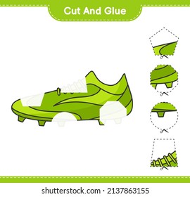 Cut and glue, cut parts of Soccer Shoes and glue them. Educational children game, printable worksheet, vector illustration