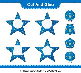 Cut and glue, cut parts of Starfish and glue them. Educational children game, printable worksheet, vector illustration