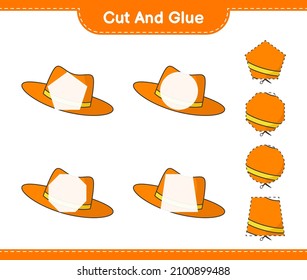 Cut and glue, cut parts of Summer Hat and glue them. Educational children game, printable worksheet, vector illustration