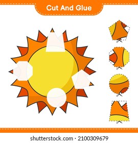 Cut and glue, cut parts of Sun and glue them. Educational children game, printable worksheet, vector illustration