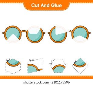 Cut and glue, cut parts of Sunglasses and glue them. Educational children game, printable worksheet, vector illustration