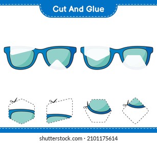 Cut and glue, cut parts of Sunglasses and glue them. Educational children game, printable worksheet, vector illustration