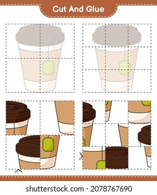 Cut and glue, cut parts of Tea Cup and glue them. Educational children game, printable worksheet, vector illustration